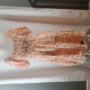 Clad & Cloth peach floral babydoll dress , The Mary Anne dress, in a size Large